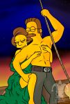  edna_krabappel jesterbutts ned_flanders the_simpsons topless_male yellow_skin 