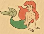  1girl breasts disney edit female female_only kuplo_(artist) long_hair mermaid nude princess_ariel red_hair the_little_mermaid 
