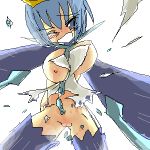  blue_eyes blue_hair blush breasts crown empoleon lowres personification pokemon pussy thighhighs torn_clothes uncensored vagina white_background 