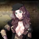  1girl 1girl big_breasts breasts breasts_outside brown_hair choker dorothea_arnault earrings fe3houseshentai female_focus female_only fire_emblem fire_emblem:_three_houses garreg_mach_monastery_uniform green_eyes jacket long_hair looking_at_viewer nipples open_clothes smile solo_female solo_focus source_request tagme topless video_game_character video_game_franchise 