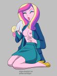  1_girl 1girl breasts closed_eyes clothed dean_cadance dean_cadance_(mlp) equestria_girls exposed_breasts female female_only friendship_is_magic high_heels hotgum my_little_pony no_bra open_mouth princess_cadance skirt skirt_suit solo three-tone_hair unbuttoned 