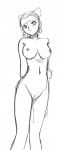  1girl bishoujo_senshi_sailor_moon breasts calaveras female female_only monochrome nude sailor_moon solo standing 