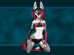 1024x768 2006 4:3 canine elbow_gloves female forearm_straps furry kristin_mcginnis looking_at_viewer nose_piercing opticalxarsenal panties pink pose solo standard_monitor underwear wallpaper wolf