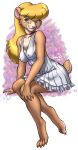  1girl 2004 animal_ears barefoot bear blond_hair blonde_hair blue_eyes breasts dr_comet dr_comet_(artist) erect_nipples feet female full_body furry highres nipples solo tail toes 