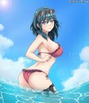 1girl alluring ass big_breasts bikini blue_eyes breasts byleth_(female) byleth_(fire_emblem) byleth_(fire_emblem)_(female) female_focus female_only fire_emblem fire_emblem:_three_houses fully_clothed long_hair looking_at_viewer patdarux solo_female solo_focus swimming swimsuit teal_hair video_game_character video_game_franchise