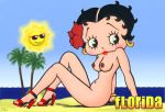 beach betty_boop betty_boop_(series) big_breasts black_hair high_heels mole_(artist) naked_shoes short_hair sitting