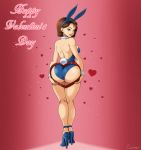  ass big_ass big_breasts breasts bunny_ears bunny_girl bunny_tail bunnysuit canime female heart jill_valentine looking_at_viewer looking_back smile solo valentine&#039;s_day 