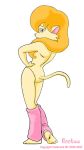 1girl ass boobaa_(artist) breasts cat_ears cat_tail catgirl cleo_catillac female furry hair heathcliff_&amp;_the_catillac_cats leg_warmer looking_at_viewer looking_back pussy smile solo standing tail the_catillac_cats