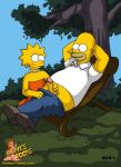  comics-toons father_&amp;_daughter handjob heartbreakeh_(artist) homer_simpson kes_(artist) lisa_simpson looking_at_another outside the_simpsons yellow_skin 