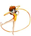  1girl 3d barefoot full_body leotard mario_&amp;_sonic_at_the_london_2012_olympic_games mario_&amp;_sonic_at_the_olympic_games nintendo official_art princess_daisy super_mario_bros. white_background 