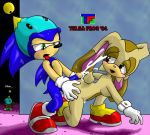 age_difference breasts cheese_the_chao cosplay cream_the_rabbit cum cum_on_back ejaculation furry sonic_(series) sonic_team sonic_the_hedgehog speaking telsa_frog