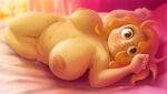  1girl areola bed bedroom belly big_breasts breasts brown_eyes cute female forever grin high indoors inverted_nipples judy_abbott looking_at_viewer lying mama mature_female milf netflix orange_hair orange_pubic_hair pubic_hair smiling solo top_heavy twelve_forever val&eacute;rian 