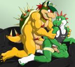  bowser gay hat koopa male partially_clothed socks wifebeater yoshi 