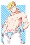 1boy battle_tendency caesar_anthonio_zeppeli inviting_to_oral inviting_to_sex jojo&#039;s_bizarre_adventure male male_only topless topless_male womb_tattoo
