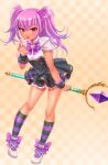 chris_(project_qt) lollipop looking_at_viewer nutaku project_qt purple_hair skirt staff