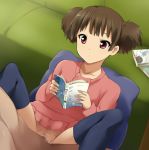   book bottomless brown_hair censored expressionless k-on! kaiga lying_on_back open_book pubic_hair pussy_juice reading sex short_twintails spread_legs suzuki_jun stockings vaginal  