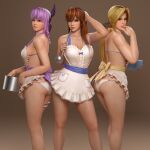  3_girls 3d absurd_res alluring ass ayane ayane_(doa) breasts dead_or_alive dead_or_alive_5 female_focus helena_douglas high_res kasumi kasumi_(doa) kitchen multiple_girls panties radianteld siblings silfs sisters tecmo underwear 