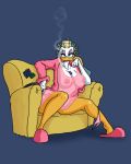 anthro avian big_breasts bird breasts cigarette condom duck ducktales female headlights looking_at_viewer lordstevie m&#039;ma_crackshell milf nipples panties smoking solo underwear
