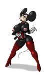  big_breasts breasts corset female gloves lordstevie lordstevie_(artist) minnie_mouse mouse nipples plain_background pussy rodent solo tail whip white_background 