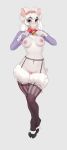  1_girl 1girl 5_fingers anthro blue_eyes bovid caprine clothed clothing danomil eyebrows eyelashes female female_only fingers furry genitals high_res hooves legwear mammal navel navel_piercing piercing pussy senip sheep simple_background solo standing 