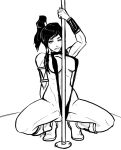  avatar:_the_last_airbender boots bracelet breasts cleavage dick_hammersmith korra long_hair monochrome muscle ponytail sling_bikini solo stripper_pole swimsuit the_legend_of_korra twin_tails 