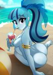  1girl ass beach breasts equestria_girls female female_only friendship_is_magic light262 long_hair looking_at_viewer my_little_pony nude outdoor outside ponytail solo sonata_dusk sonata_dusk_(eg) 