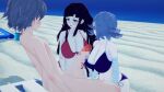 1boy 2_girls blur_censor cleavage danganronpa danganronpa_(series) kimura_seiko makoto_naegi naegi_makoto penis tsumiki_mikan