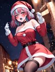 1girl ai_generated christmas christmas_outfit emikukis female_only owozu spider_girl two_tone_hair vtuber