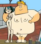 black_eyes black_hair breasts cartoon_network dyed_hair edit goth green_hair gwen_(tdi) hourglass_figure nude pale-skinned_female penis size_difference tan_line testicles thick_ass thick_legs thick_thighs total_drama_island two_tone_hair wasp_waist