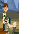 ass black_eyes black_hair breasts brown_hair cartoon_network cody_(tdi) dyed_hair full_body goth green_hair green_lipstick gwen_(tdi) hourglass_figure lowres pale-skinned_female penis thick_ass thick_legs thick_thighs total_drama_island two_tone_hair