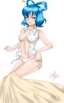  1girl blue_hair breasts kaku_seiga panties smile solo touhou underwear white_panties wink 