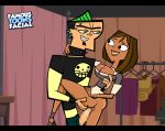 1boy 1girl black_eyes breasts breasts_out_of_clothes brown_hair brown_skin cartoon_network courtney_(tdi) dark-skinned_female duncan_(tdi) duo famous-toons-facial freckles green_hair hourglass_figure latina mohawk_(hairstyle) nipples penis punk short_hair teeth thick_ass thick_legs thick_thighs total_drama_island vaginal
