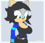  1girl anthro big_breasts black_hair breast_expansion breast_growth breast_jiggle breasts breasts_out bursting_breasts cleavage expansion female_only flashing flashing_breasts fully_clothed furry gif growth huge_breasts hyper hyper_breasts makia_(slickehedge) newgrounds sega short_hair slickehedge solo_female solo_focus sonic_the_hedgehog_(series) 