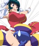  bare_shoulders beyblade beyblade_metal_fusion big_breasts breasts chi-yun_li china_dress chinese_clothes double_bun fingerless_gloves footwear gloves high_res highres huge_breasts loose_socks makino_tomoyasu mei_mei mei_mei_(beyblade) metal_fight_beyblade open_mouth purple_eyes sitting socks sweat 