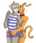  aroused blush bulge canine cartoon chimp chimpanzee claws clothed clothing crossover darwin dog gay interspecies looking_down male monkey mutant_serpentina nude rugrats seductive smile spike_(rugrats) the_wild_thornberrys 