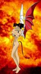  1girl amy_wong demon_wings futurama nude pointed_tail red_eyes 