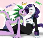  2012 blue_eyes blush breasts clothing crossgender dragon duo english_text equine eye_contact eyelashes female friendship_is_magic green_eyes hair horn horse my_little_pony nude pony purple_hair purple_scales rarity sitting spike spikes sssonic2 text unicorn violet_hair what white_fur 