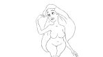 1girl 80s bbw big_breasts disney human_only legs_together monochrome navel obese outstretched_arm princess_ariel readrejects someraindropsonroses_(artist) teen teenage_girl the_little_mermaid very_long_hair voluptuous vulva wide_hips