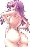  1girl anus ass back big_breasts breasts curvy female from_behind hands_on_hips hips large_breasts long_hair looking_back mayo muscle no_hat nude open_mouth patchouli_knowledge photoshop photoshop_edit plump pose purple_eyes purple_hair pussy sideboob solo touhou uncensored wide_hips 