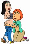  american_dad ass ass_grab breasts erect_nipples family_guy hayley_smith lois_griffin no_bra no_panties open_shirt small_breasts 