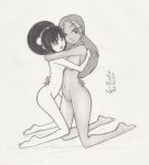 avatar:_the_last_airbender garabatoz hugging katara monochrome toph_bei_fong