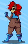  anthro ass big_ass blue_eyes bottomless chipmunk color female frown hair looking_at_viewer looking_back red_hair rodent sally_acorn sega sssonic2 