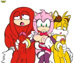  1girl 2boys amy_rose anthro ball_size_difference balls big_penis bodily_fluids bottomwear breasts cameltoe clothing clothing_lift dj_cvdz_(artist) double_handjob drooling echidna erection excito female frown furry genitals glans green_eyes group handjob knuckles_the_echidna looking_pleasured male male/female mammal miles_&quot;tails&quot;_prower monotreme nipple_fetish nipple_pinch nipple_play nipples penile penis penis_size_difference pinch pink_glans pink_nipples purple_eyes red_balls red_penis saliva sex simple_background skirt skirt_lift sonic_the_hedgehog_(series) video_games yellow_balls yellow_penis 