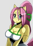 2012 blue_eyes blush breasts cleavage clothing equine female fluttershy fluttershy_(mlp) friendship_is_magic hair horse my_little_pony pegasus pink_hair pony solo sssonic2 wings 