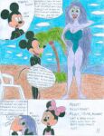  1boy 2_girls beach comic crossover disney disney_channel green_eyes lipstick madam_mim mickey_mouse minnie_mouse mouse purple_hair shrekrulez the_sword_in_the_stone witch 