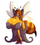 anthro bee black_eyes brown_hair crown gigantic_ass gigantic_breasts hourglass_figure insect riku stinger wings