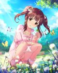  annindoufu_(oicon) brown_eyes brown_hair butterfly female_only flowers idolmaster innie_pussy jewelry looking_at_viewer necklace nude_filter ogata_chieri squatting twin_tails uncensored uncensored_vagina urinating white_panties 