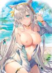  1girl 1girl 1girl anastasia_nikolaevna_romanova_(fate) animal_ears bangs bare_shoulders beach big_breasts blue_eyes blush breasts cat_tail clavicle cleavage day fate/grand_order fate_(series) hairband heart heart-shaped_pupils high_resolution jacket large_filesize long_hair long_sleeves looking_at_viewer naked_jacket nekomimi nipples non-web_source off_shoulder open_clothes open_jacket open_mouth rin_yuu scan silver_hair symbol-shaped_pupils tail very_high_resolution 