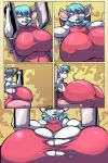  ass big_breasts breast_expansion breasts full_color furry huge_breasts jaeh merina_work_out torn_clothes 