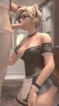  1girl 3d blonde deepthroat dreamrider exposed_breasts exposed_shoulders fellatio female has_audio high_resolution large_filesize maid maid_headdress mercy_(overwatch) oral overwatch throat_bulge video webm 